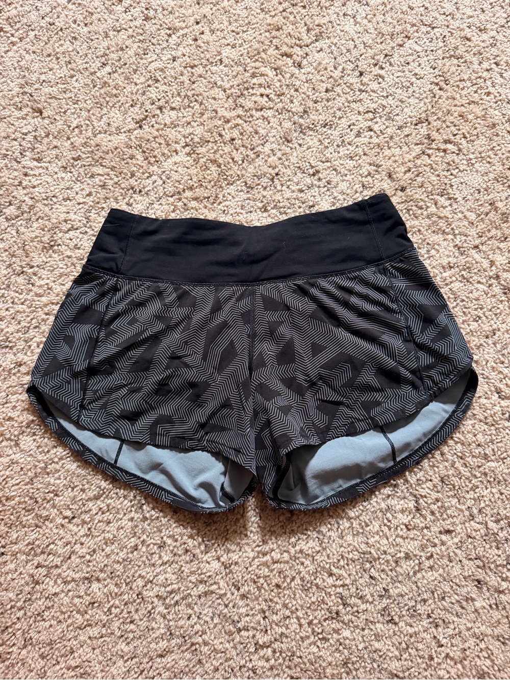 lululemon Black Geometric Print Athletic Shorts